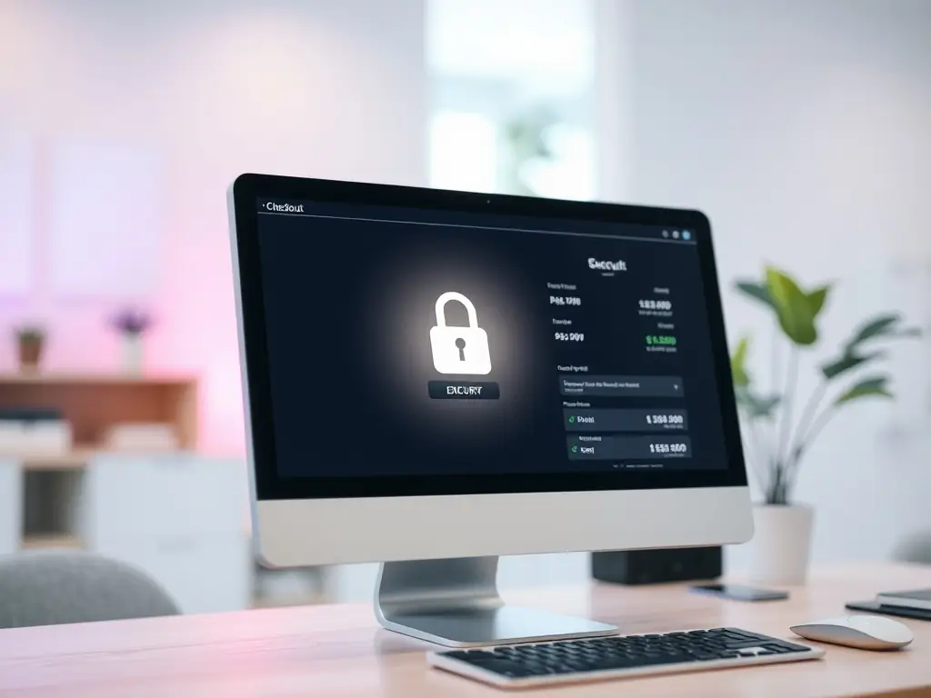 A secure and encrypted interface of Qonto's online banking platform, showing various security features like two-factor authentication and data encryption protocols, emphasizing the safety of financial data.